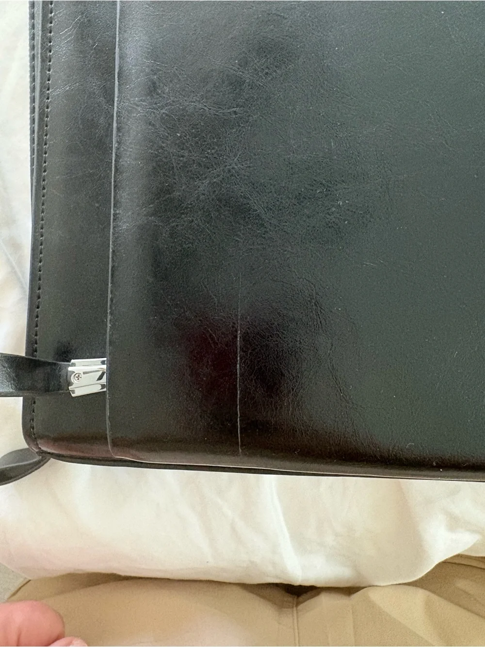 Bostanten black waxed leather Carol laptop brief case